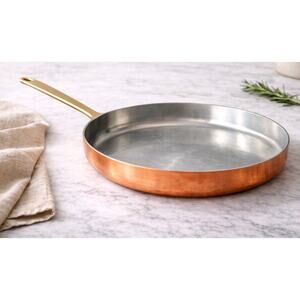 Paul Revere Copper Fry Pan Skillet 12" USA Stainless Steel Vtg Crepe